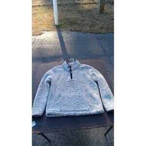 Victoria's Secret PINK Fleece Jacket Sz M White Full Zip Fuzzy Plush